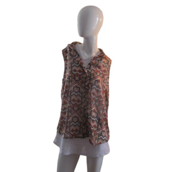 🌟 Aztec Vibe Sleeveless Blouse by Lavon - Size XL - Picture 1 of 4